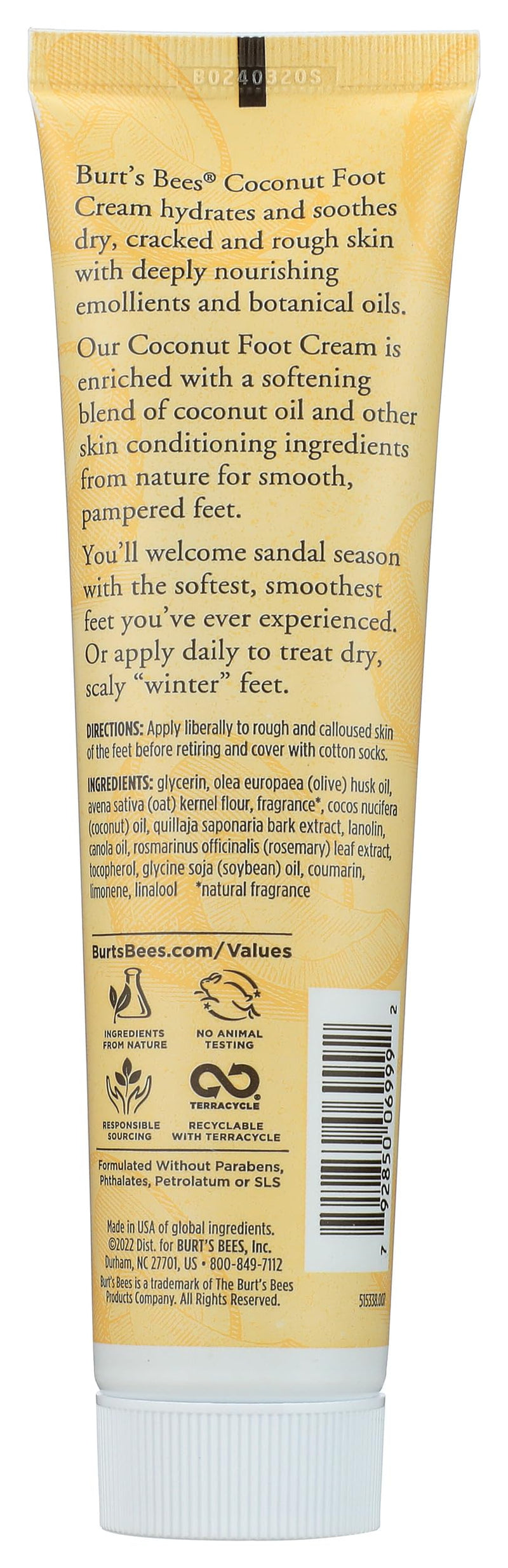 Burt's Bees Coconut Oil Foot Cream, Package May Vary, 4.3 Oz 4.34 Ounce (Pack of 1) - BeesActive Australia