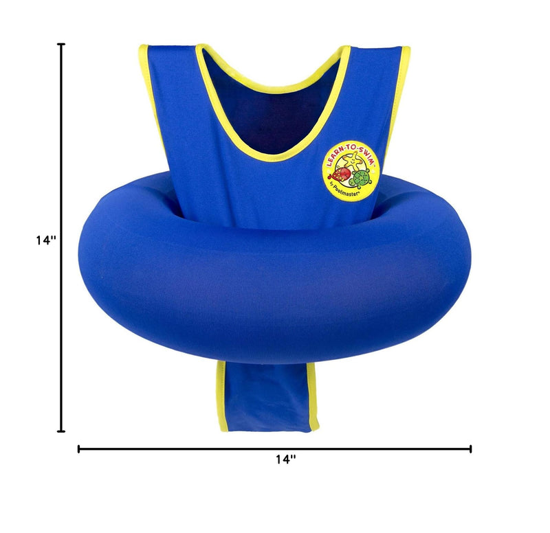 Poolmaster Blue Learn to Swim Trainer Vest with Tube Float, Kids Swim Aid for Ages 3+, Swimming Position Trainer, Adjustable Strap, UPF 50, Fits 34 to 40 Inches, 27 to 35 lbs