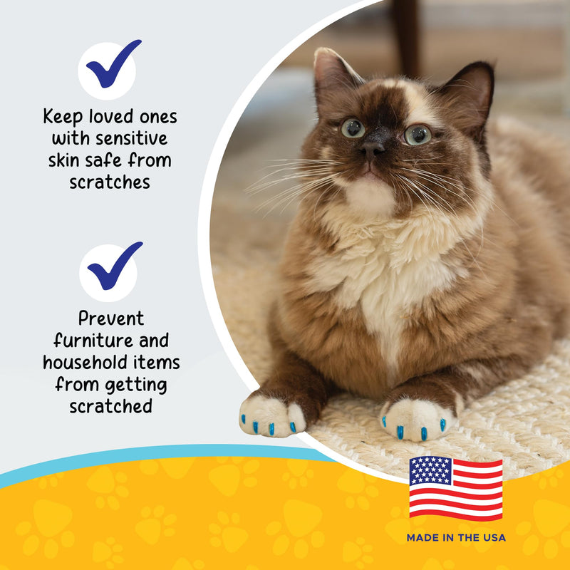 Soft Claws Nail Caps for Cats Made in USA - 40 Cat Claw Caps for 4-6 Weeks of Protection - Long-Lasting Cat Scratch Deterrent for Furniture - Sparkle Variety (Pink, Gold, Silver & Blue), Small Sparkle Variety (Pink, Gold, Silver & Blue) - BeesActive Australia