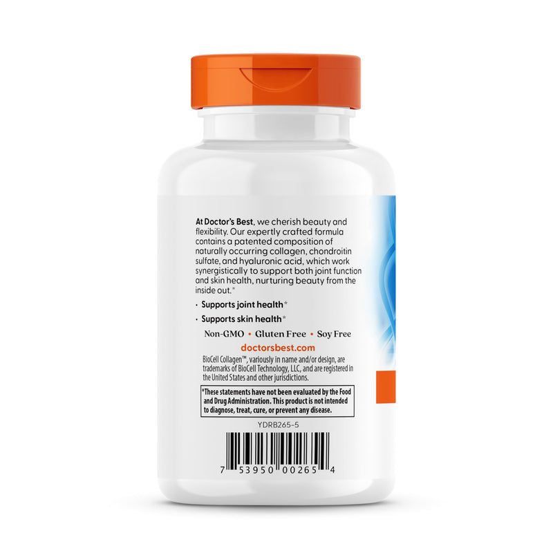 Doctor's Best Hyaluronic Acid with Chondroitin Sulfate - Joint Health Support Supplement for Women & Men, BioCell Collagen, Non-GMO, Gluten Free, Soy Free - 60 Tablets