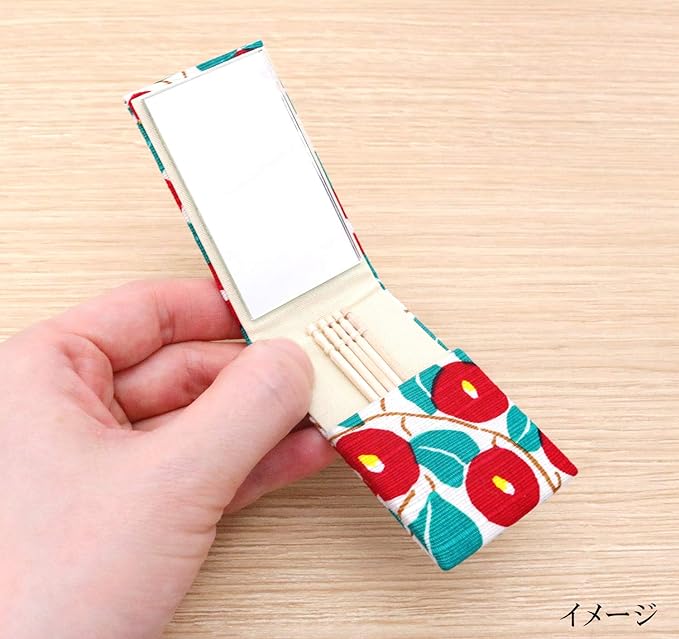 Keisuu Yumeji Hand Mirror, Foldable, Compact, Etiquette, Portable, Includes Toothpick, Japanese Pattern, Fashionable Mirror, Camellia, Made in Japan -  Australia