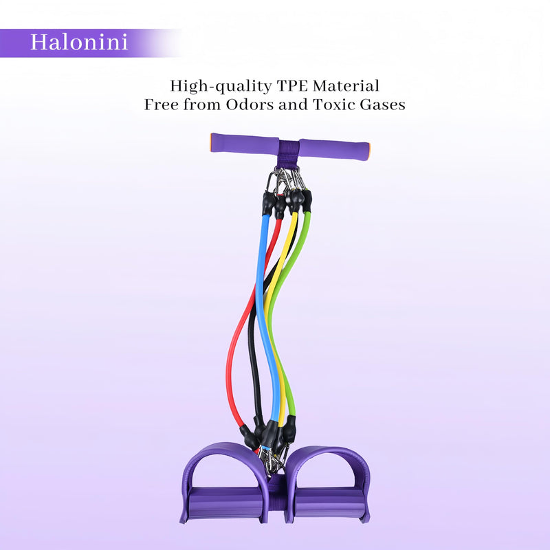 Adjustable Foot Pedal Resistance Band, Durable Foot Pedal Resistance Trainer with Bag. Multifunctional Pedal Puller Resistance Rope with Handles. Fitness Equipment for Women and Men. Purple.