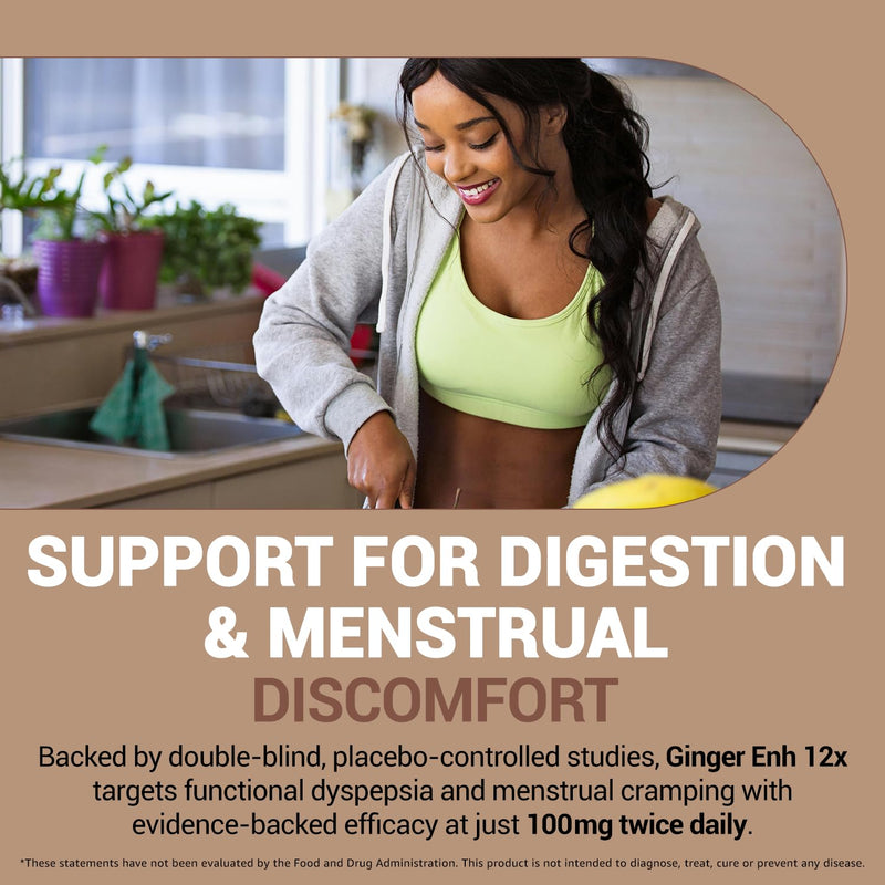 Pure Ginger Root Capsules Enh-12x: Ultra Potent 26% Gingeroids Extract Vegan Ginger Supplements for Nausea, Bloating & Menstrual Cramps, Support a Calm Stomach & Digestive Health, Non-GMO, (30 Days) - BeesActive Australia