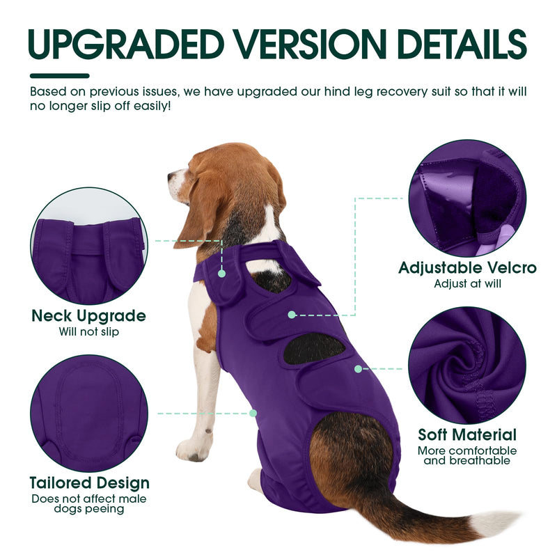 Kuoser dog bodysuit after surgery, dog bodysuit after surgery body for dog castration male dog, dog recovery suit, dog leg protection bodysuit, anti-wound licking surgery body dog, dog neck brace alternative, purple XL XL (chest: 67-81cm) brilliant purple - BeesActive Australia