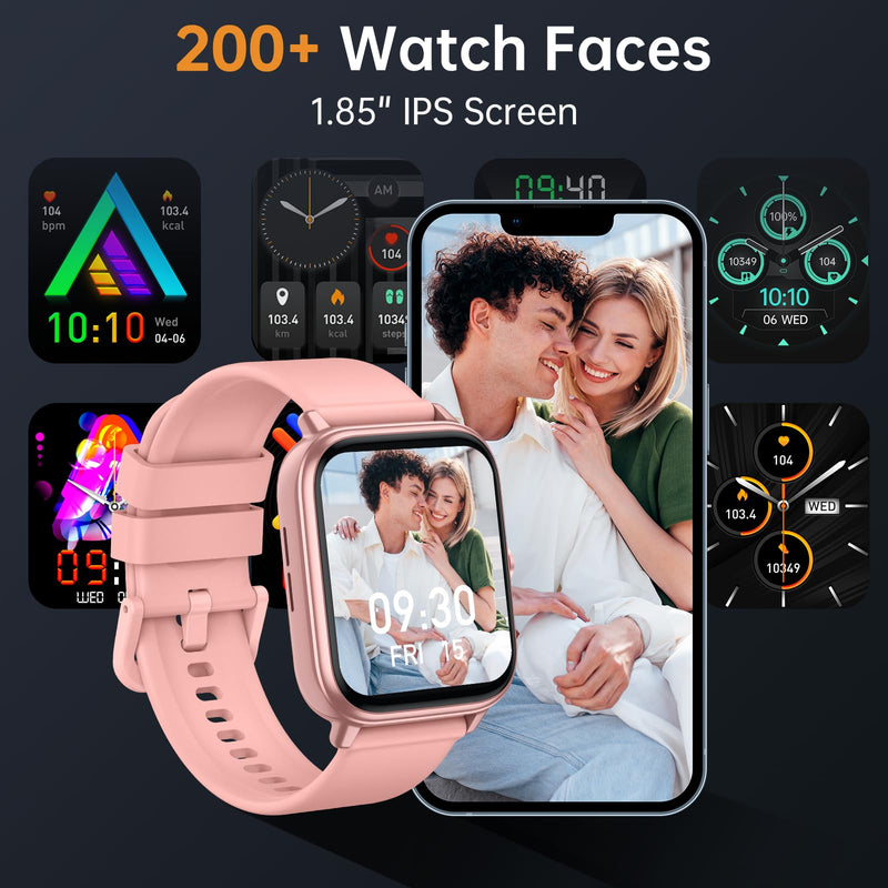 Smart Watch for Men Women, Fitness Tracker (Answer/Make Call), 1000 mAh Battery, 120+ Sport Modes, Step Counter/Sleep Monitor Fitness Watch, Smartwatch for Android/iPhone (Pink) Pink