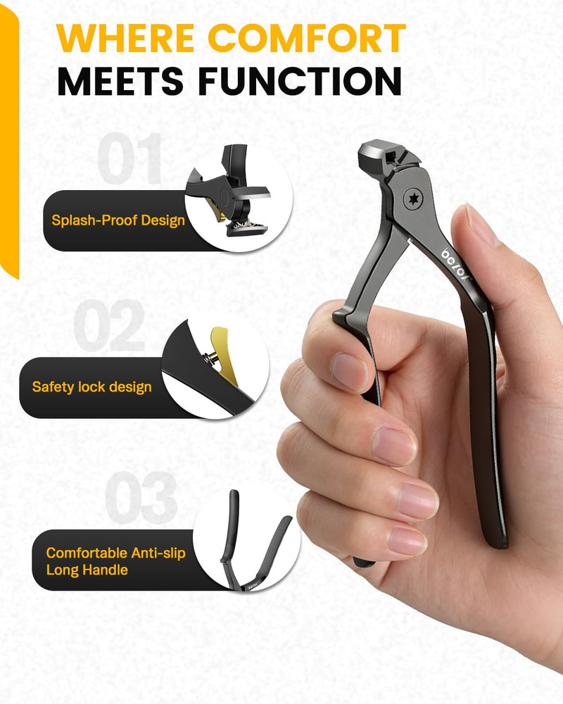 BEZOX Long Handle Toenail Clippers for Seniors – Wide Open Jaw Toe Nail Clippers for Thick Nails for Seniors, Ergonomic Nails Clipper for Thick Nails, Easy Reach Design for Limited Mobility - Black - BeesActive Australia