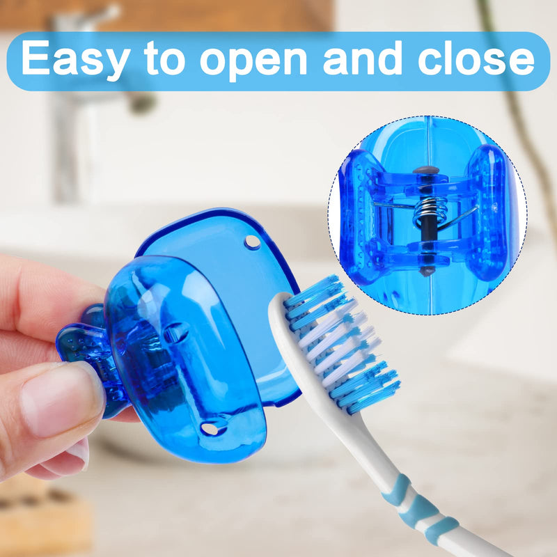 6 Pack Toothbrush Covers Portable Toothbrush Protector Coverings Clips Toothbrush Storage Head Cover Cap for Kids Bathroom Home Travel Toothbrush Case Blue, Red, Gray, Green, Clear - BeesActive Australia