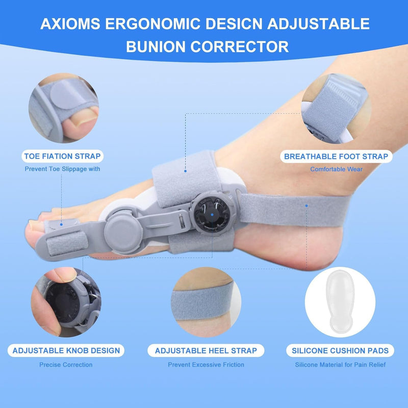 Bunion Corrector for Women Big Toe Straightener,Bunion Relief with Soft Silicone Pad,Breathable & Anti-slip Suitable for Left/Right Feet,Gray,1Pack Gray 1Pack