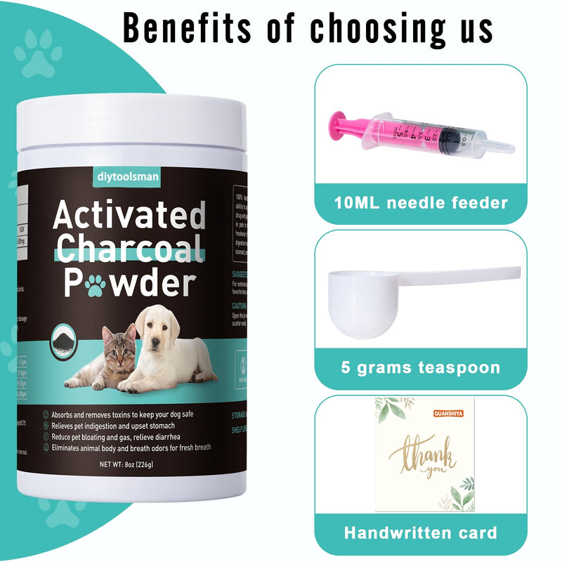 Activated Charcoal for Dogs, 8oz Powder Detox and Digestive Aid, for Poisoning Treatment, Gas Relief & Liver Support, Safe for All Pets, Non-GMO, Gluten-Free - BeesActive Australia