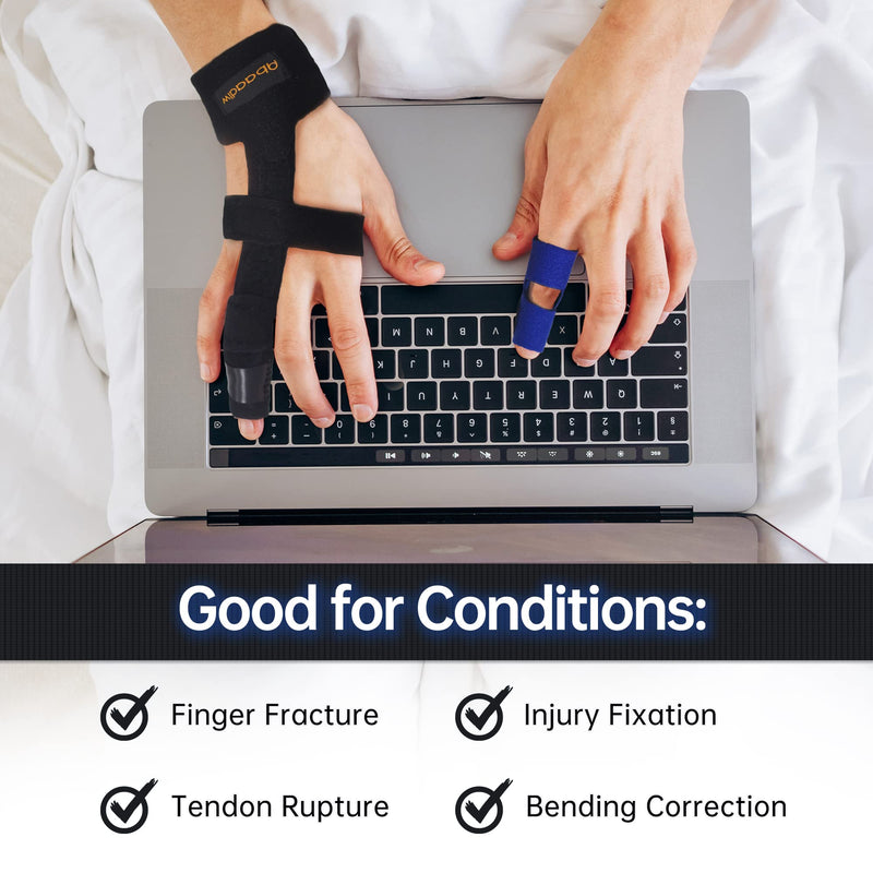 Abaadlw Trigger Finger Splint 2 Pcs, Adjustable Index Finger Splint, Finger Splint Middle Finger, Ring Finger Splint, Pinky Finger Splint,Hand Brace Black-B1-2 M - BeesActive Australia