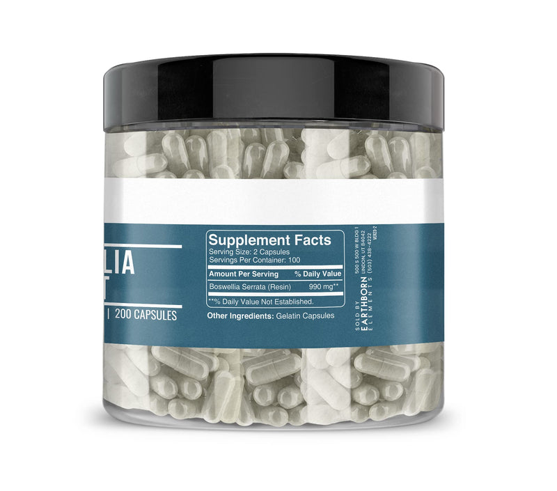 Earthborn Elements Boswellia Serrata Extract 200 Capsules, Pure & Undiluted, No Additives 200 Count (Pack of 1)