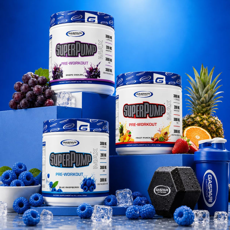 Gaspari Nutrition SuperPump MAX, The Ultimate Pre Workout Powder, Sustained Energy Preworkout, Nitric Oxide Booster, Muscle Growth, Recovery & Replenishes Electrolytes (30 Servings, Grape Cooler)
