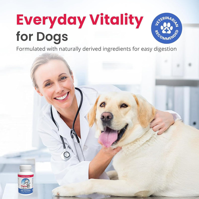 DogtorRx Age Defense, Senior Dog Joint & Mobility Support Supplement, Healthy Joints & Ligaments, Dog Chewable Multivitamin & Supplement for All Breeds & Sizes, Made in USA (60 Tablets)