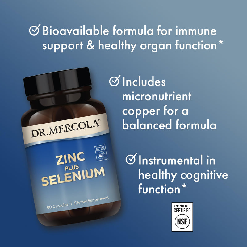 Dr. Mercola Zinc Plus Selenium, 90 Servings (90 Capsules), Dietary Supplement, Supports Immune Health, Non GMO, NSF Certified 90 Count (Pack of 1) - BeesActive Australia
