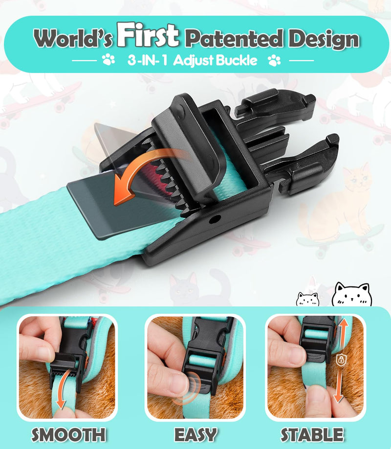 Cat Harness and Leash Set [MAX Safety 4th-Gen] Cute Escape Proof Vest Harness for Girl Cat Walking, Comfortable Adjustable Leash and Reflective Strips for Outdoor Kitten, M Purrfect Green H603 Pro Purrfect Green Medium - BeesActive Australia