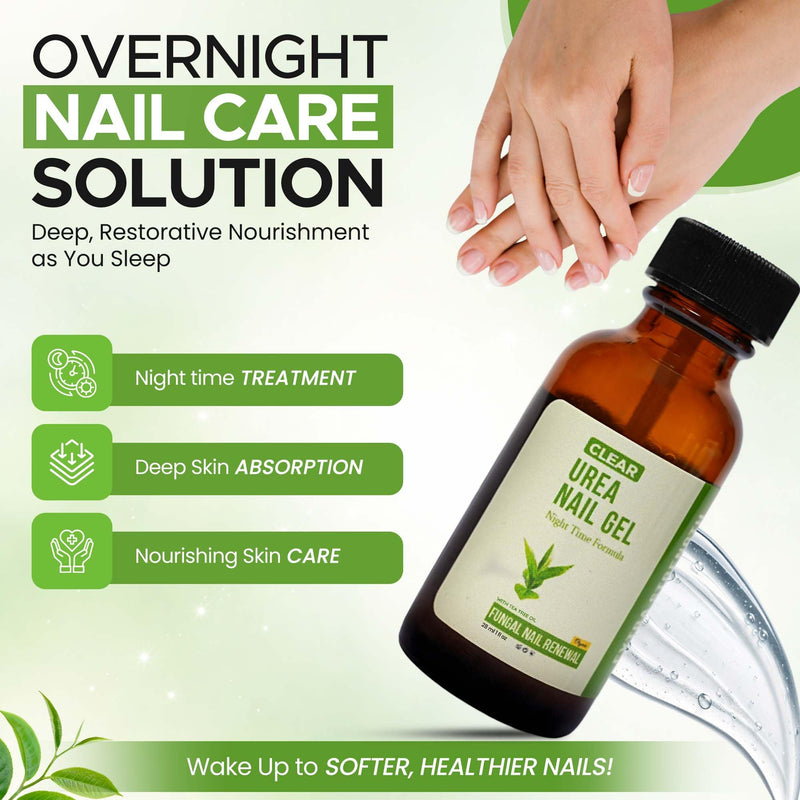 CLEAR Urea Nail Gel with Tea Tree Oil Made in USA – Night Time Formula -Softens, Hydrates & Repairs Nails –Urea Gel with Fast & Visible Results, Trusted by Health Professionals Green Tea Tree - BeesActive Australia
