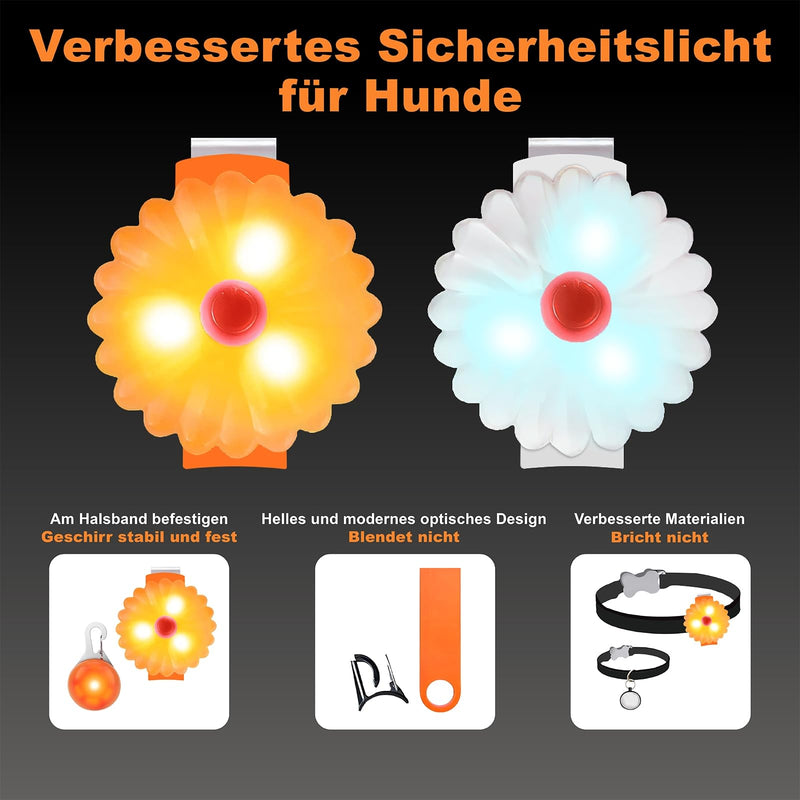 AHJ dog light, flashing light, school bag, children, safety LED flashing light for dogs - cats, USB-C rechargeable LED light, light collar dog, light for joggers - walkers - cyclists, orange - BeesActive Australia