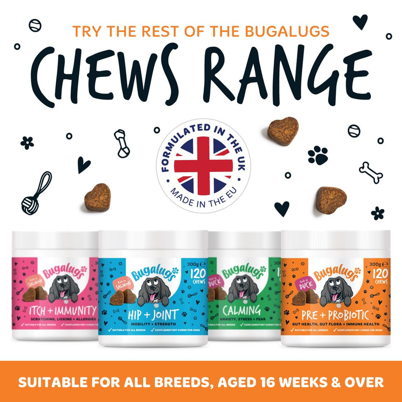 Bugalugs Probiotics for Dogs Natural Dog Treats with Pumpkin Powder for dogs – Gut Health, Sensitive Tums, Anal Glands, Scooting, Loose Stools, Smelly, Itchy Ears, Great for all dogs Probiotic Chews 300g