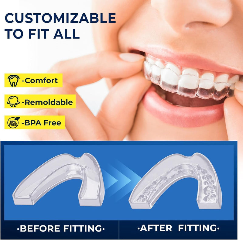 Mouth Guard for Grinding Teeth at Night: Mouth Guard for Sleeping - Night Guard for Teeth Grinding Home & Travel Use 4 Packs