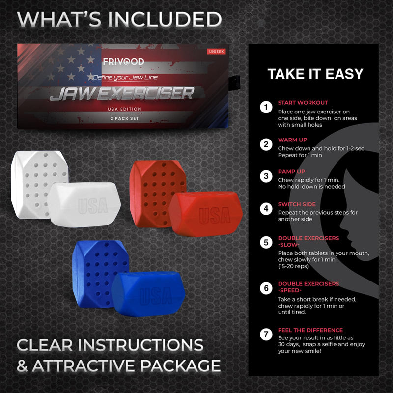 Jaw Exerciser for Men & Women Jawline Exerciser Set for Defined Jawline- Jaw Toner Device with 4 Resistance Levels. Army Design (Army) USA