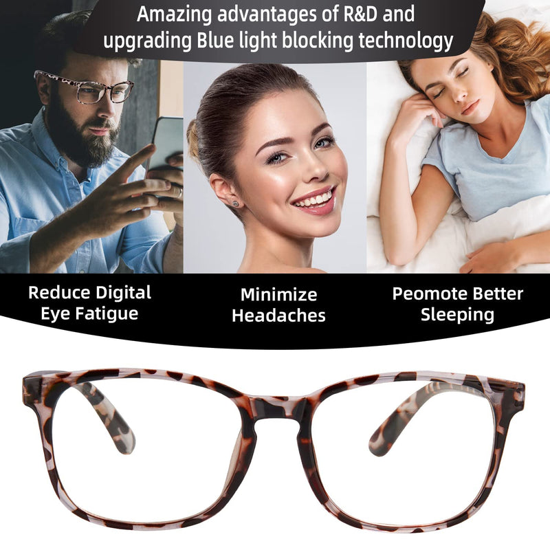 Blue Light Blocking Glasses | Computer Reading/Gaming/TV/Phones Glasses for Men Women | Night Driving UV Glare Glasses * Leopard | Clear - BeesActive Australia