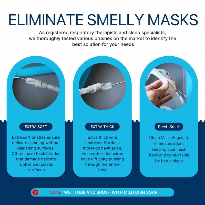 CPAP Cleaning Kit Hose and Mask for CPAP Hanger Dryer with 6.9 ft Thick Wire Brush, Collapsible Wash Basin, Compatible with 22mm and 15mm Hose, Extra Soft Bristles Cleaner CPAP Supplies Hose Dryer Cleaning Set