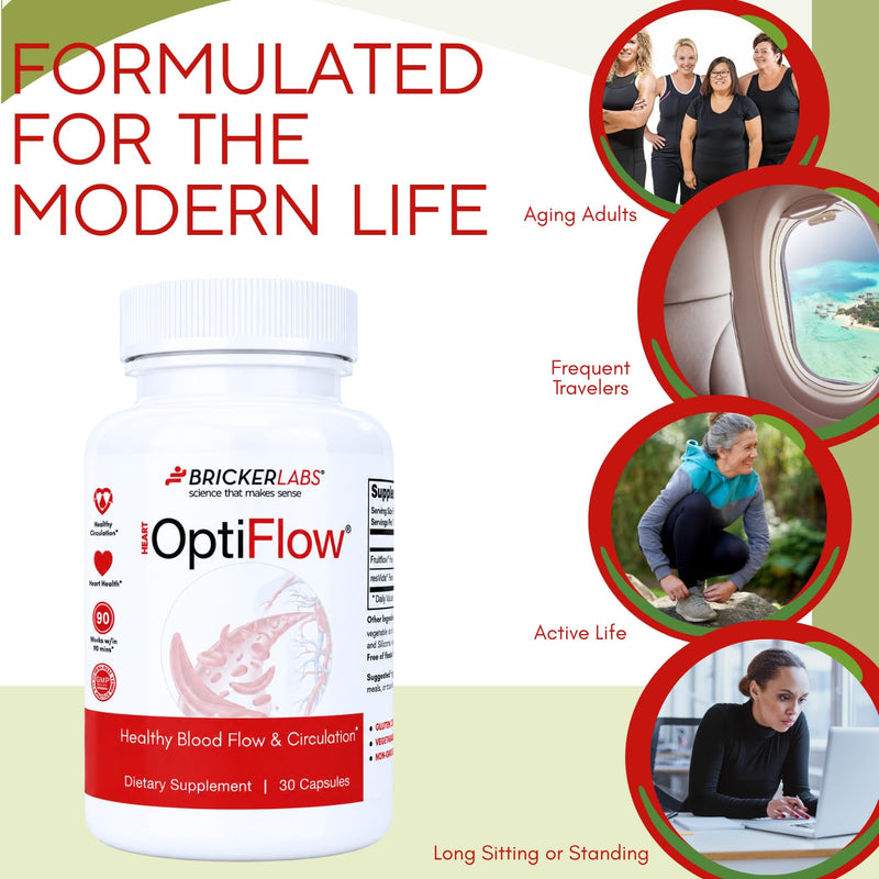 Bricker Labs OptiFlow Blood Circulation Vitamins, Naturally Supports Healthy Blood Flow, Contains FruitFlow and resVida Trans resveratrol. Blood Optimizer Supplement, 30 Capsules 30 Count (Pack of 1)
