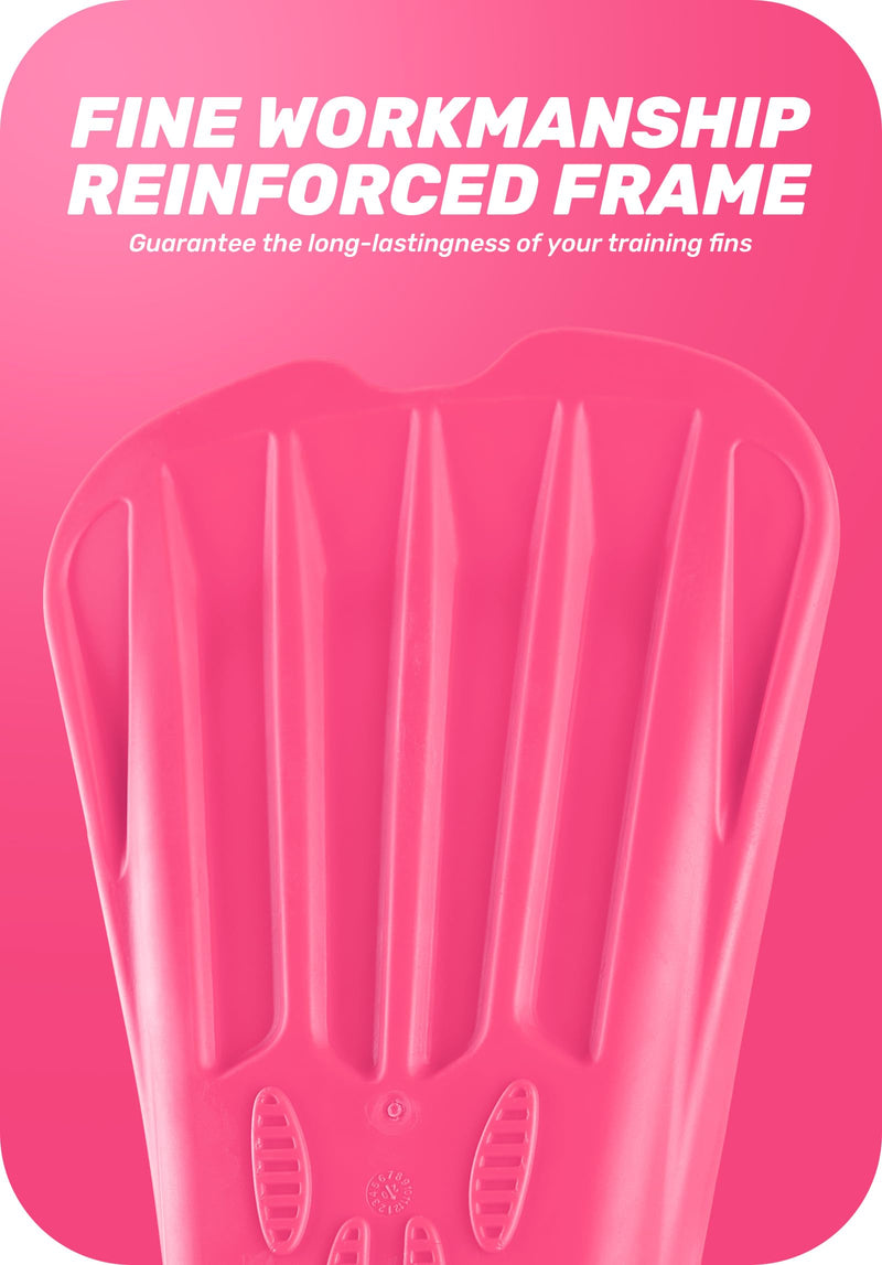 CAPAS Swim Training Fins Comfortable Silicone Lap Swimming Short Blade Floating Flippers with Mesh Bag for Adult Men Women Build Leg Strength M (US Male 7.5-8.5 US Female 8.5-9.5) Warm Pink
