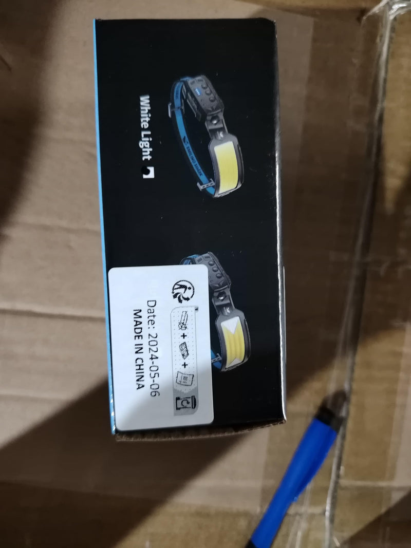 Smiling Shark Headlamp, 2 Pack Head Lamps Led Rechargeable 6 Modes 7*White Lights 270° Lighting Width Motion Sensor Red Tail Light for Camping Fishing Repairation, LED-Headlamp-Rechargeable-Light White