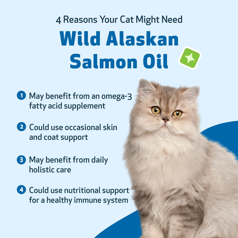Pet Wellbeing Wild Alaskan Salmon Oil for Cats - Wild-Caught, Cold-Processed, Daily Omega-3 Fish Oil for Healthy Coat and Skin, Joint Mobility and Strength - EPA, DHA - 8 fl oz (236 ml) - BeesActive Australia