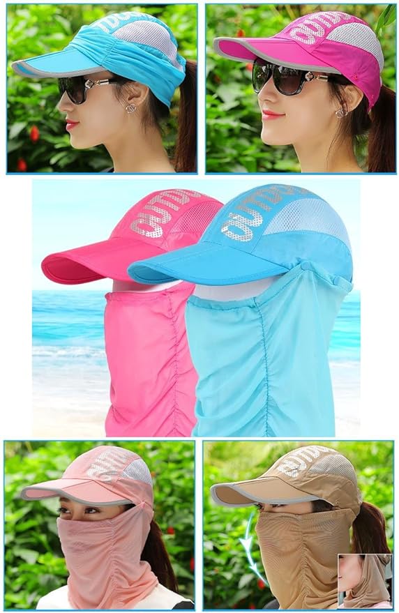 Yokiyo Sun Hat, Face Mask, Neck Cover, Large, Thin, Clean, Face and Neck, Sun Protection, UV Protection, Sun Protection, Women's, Outdoor, Folding - BeesActive Australia