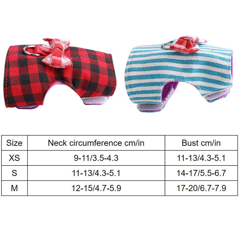 Pet Rabbit Traction Rope, Pet Small Animal Bunny Hamsters Harness Chest Strap Red Grid Blue Stripes 2 Pieces(M) Medium - BeesActive Australia