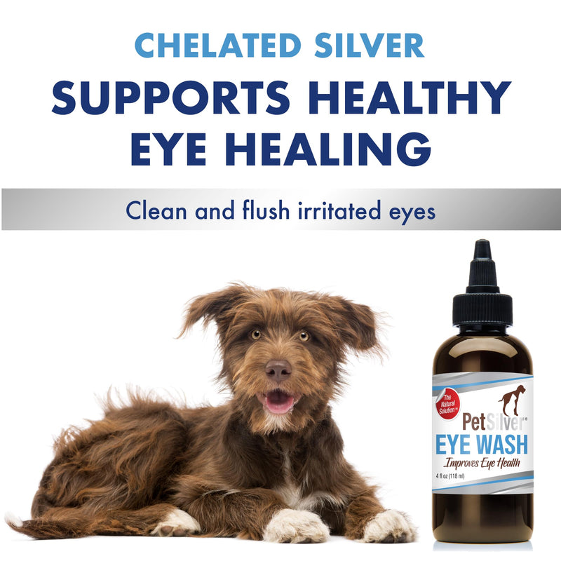 PetSilver - Immune Support (16 fl oz) and Eye Wash (4 fl oz) with Patented Chelated Silver - Allergies, Sinus & Cough Treatment - Eye Cleaner & Tear Stain Remover for Cats and Dogs - Made in USA