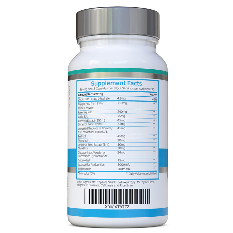 Swiss BioEnergetics CanDefence — Herbal & Probiotic Digestive Support Supplement with Caprylic Acid, Oregano, Garlic, Aloe Vera, Probiotics & Zinc — 90 Vegetarian Capsules, 30 Day Supply