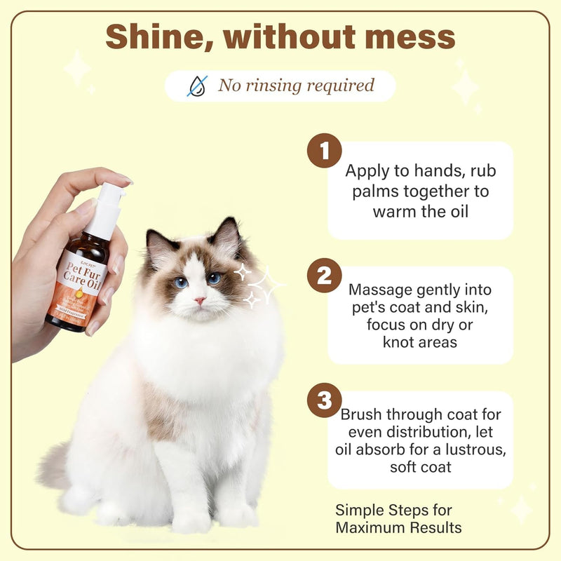 Pet Fur Care Oil for Dogs & Cats - Tangle Remover, Shiny & Silky Coat, Nourishes Fur with Collagen & Natural Oils - Leave-in Formula, 30ml (Mild Fragrance) Mild Fragrance