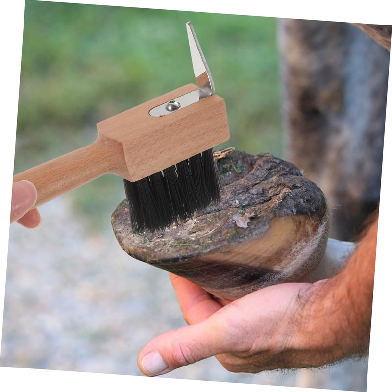 Hemoton Wooden Handle Horse Hoof Cleaning Brush Metal Bristles Horseshoe Repair Tool for Equine Cattle Hoof Care for Equestrian Supplies