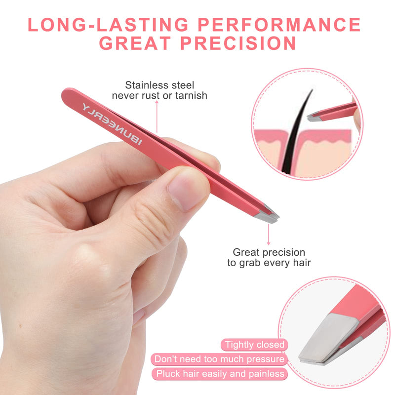 Tweezers Set, 4Pcs Tweezers for Women with Travel Case, Professional Stainless Steel Eyebrows Tweezers, Great Precision Tweezers for Ingrown Hair, Facial Hair, Splinter Removal (Multi-Color) Multi-color - BeesActive Australia