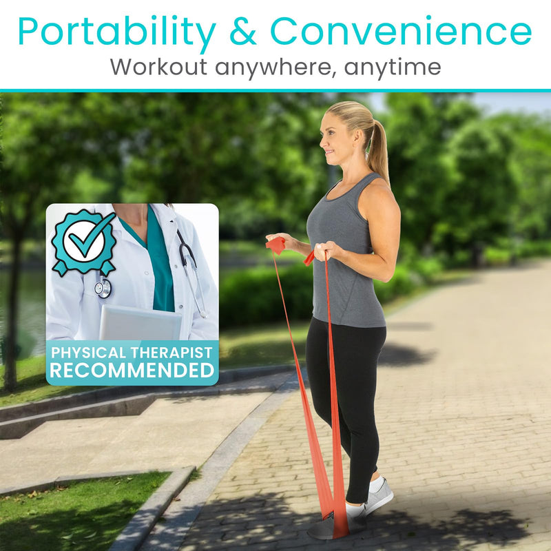 Vive Professional Resistance Bands - 25 Yard Non-Latex Roll for Physical Therapy, Lower and Upper Body Exercise Workout - Straight Elastic for Strength Training, Rehabilitation, Women, Men Red