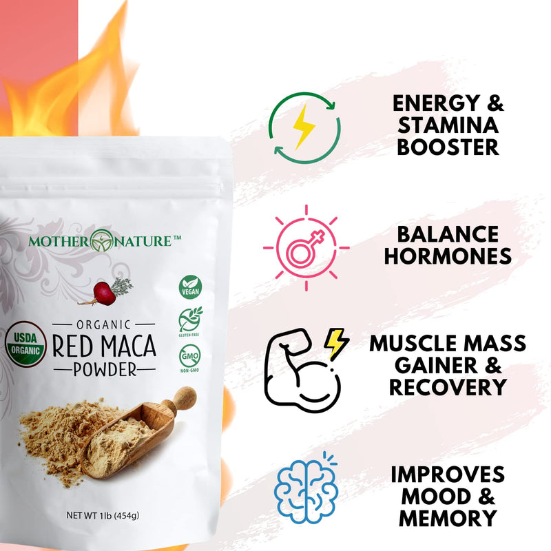 Organic, Raw Peruvian Red Maca Root Powder ‚Äì Premium USDA Certified, Hormone Balance for Women, Natural Energy, Mood Support, Non-GMO, Vegan Superfood, 16 oz - BeesActive Australia