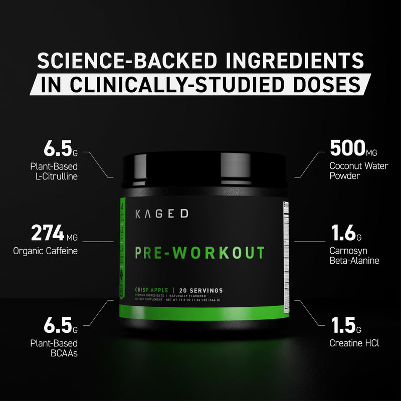 Kaged Original Pre Workout Powder | Fruit Punch | Pre-Workout with Creatine, Beta Alanine, L-Citrulline, BCAAs | 274 mg Organic Caffeine | Pre Supplements for Men & Women | 20 Servings