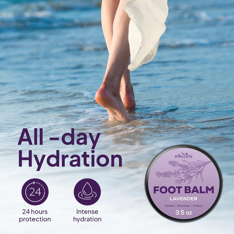Pumice Valley Foot Balm Cream for Dry Cracked Heels and Feet - Natural Foot Moisturizer Balm for Calluses and Dry Feet Treatment - Lavender Foot Lotion 3.5 Oz - BeesActive Australia