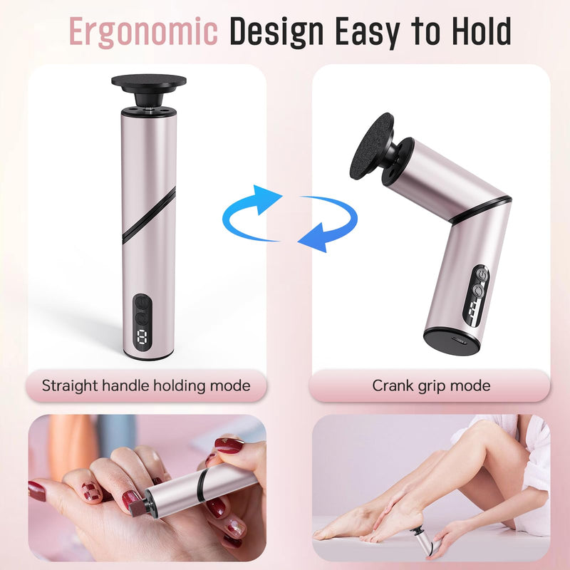 Electric Foot Callus Remover, 2-in-1 Rechargeable Foot File Callus Remover for Feet, Max 900RPM 9 Adjustable Speeds Foot Scrubber for Dead Skin Pedicure Cracked （1 Pack） Pink - BeesActive Australia