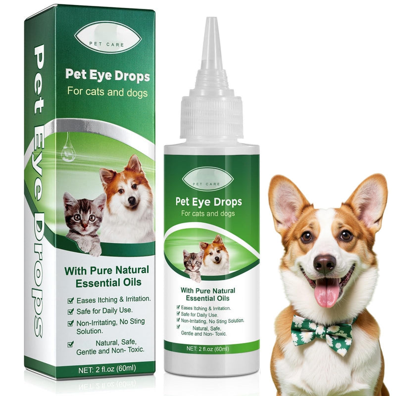 60ml Pet Eye Drops for Dry Eyes,Eye Drops for Dog Cat for Relieve Eyes Itching,Pet Eye Cleansing Drops for Dogs,Dog Eye Cleaner Gentle Formula for Animals,Non-Irritating and Natural Eye Cleaning
