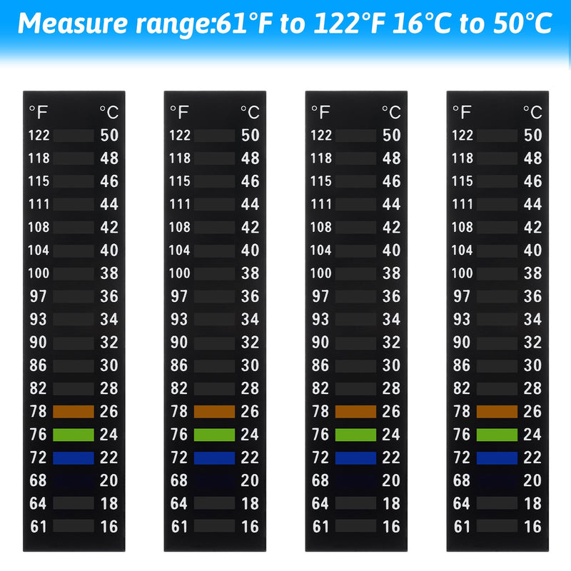TIESOME 4Pcs Aquarium Thermometer Strip, 61-122℉(16-50°C) Thermometer Sticker Adhesive Thermometer Strip for Home Fish Tank and Aquarium - BeesActive Australia