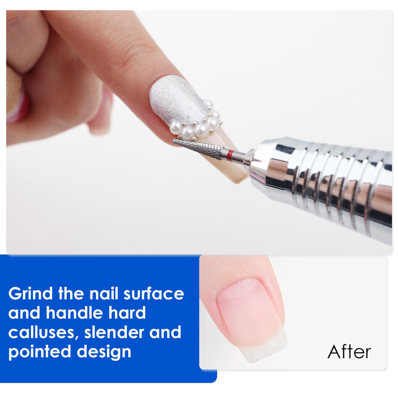 Qunzhao Tungsten Steel Nail Drill Bits,- Removing cuticle Bits 3/32" Shank - Manicure, Nail Art, Drill Machine tools (02 F-Conical ball bit) 02 F-Conical ball bit