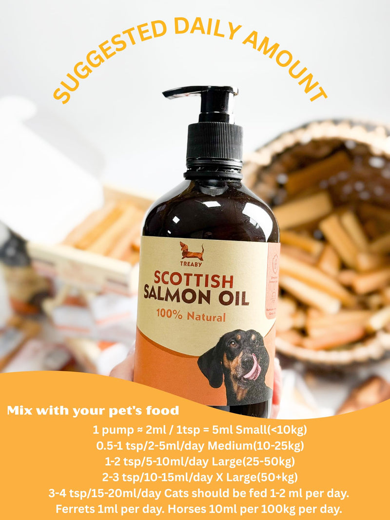 Scottish Salmon Oil for Dogs & Cats 500ml | Natural Omega 3 6 9 Fish Oil Supplement | Grain-Free Skin & Coat Support | Promotes Joint, Heart, Brain & Immune Health | Easy Pump Bottle