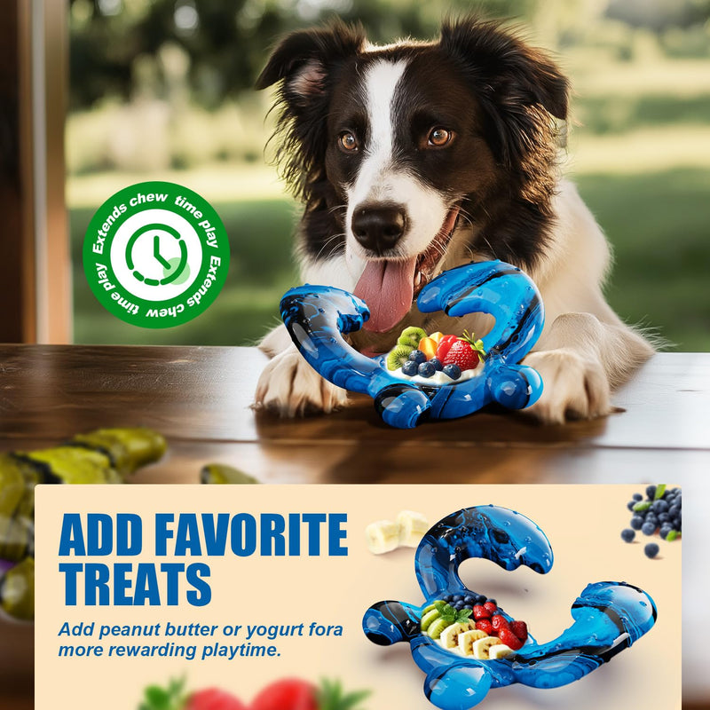 Dog Toys for Aggressive Chewers, Dog Toys for Large Dogs, Tough Nylon Crab-Shaped Dog Chew Toys with Bacon Flavor, Chew Toys for Aggressive Chewers, Blue - BeesActive Australia