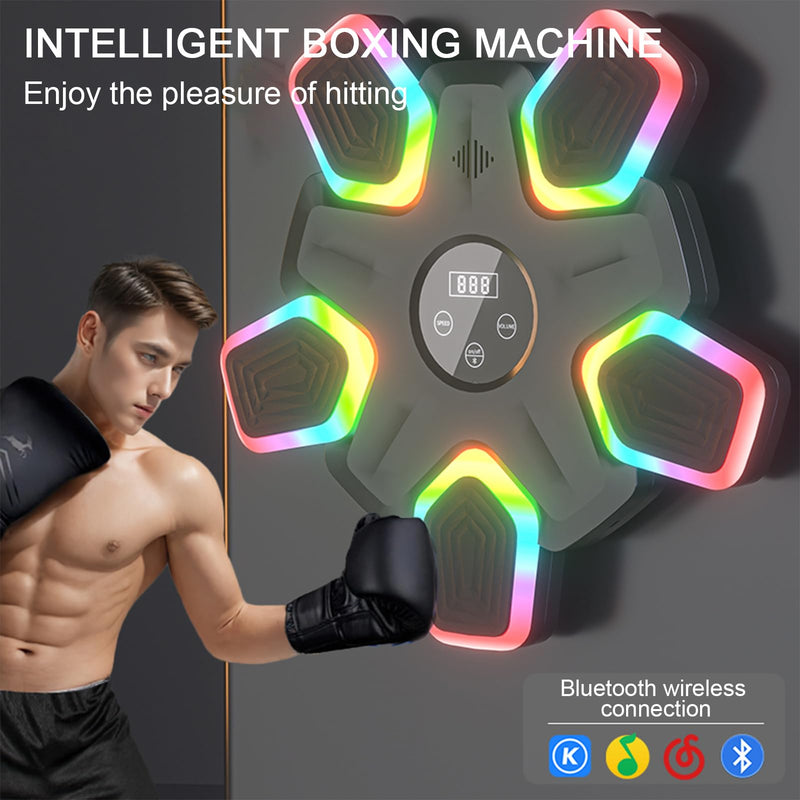 Music Punching Machine with Boxing Gloves, Music Punching Machine for Adults and Kid, Wall Mounted Colorful LED Boxing Music Workout Machine for Home and Gym, 17 Inch - BeesActive Australia