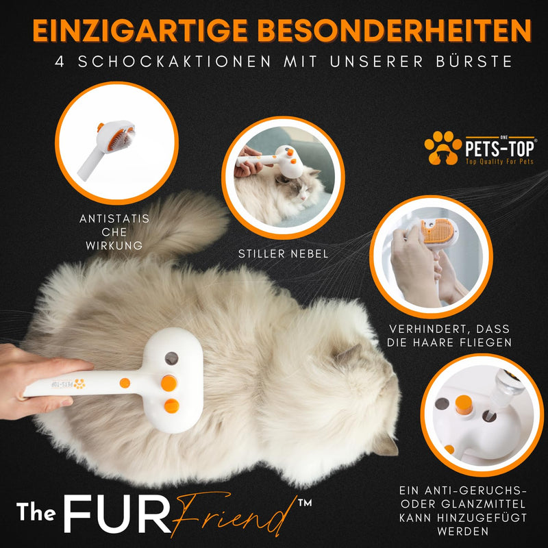 Cat brush with steam, 3-in-1 steam brush for cats FurFriend brush for animal hair for dogs and cats white - BeesActive Australia