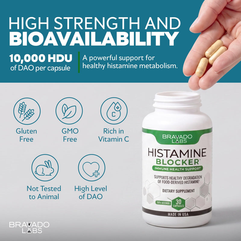 DAO Enzyme - Histamine Blocker Supplements with Diamine Oxidase & Vitamin C | Advanced DAO Enzyme Formula for Histamine Digest & Intolerance Support - Diamine Oxidase DAO Supplement, 30 Capsules 10000 HDU 30 Count (Pack of 1)